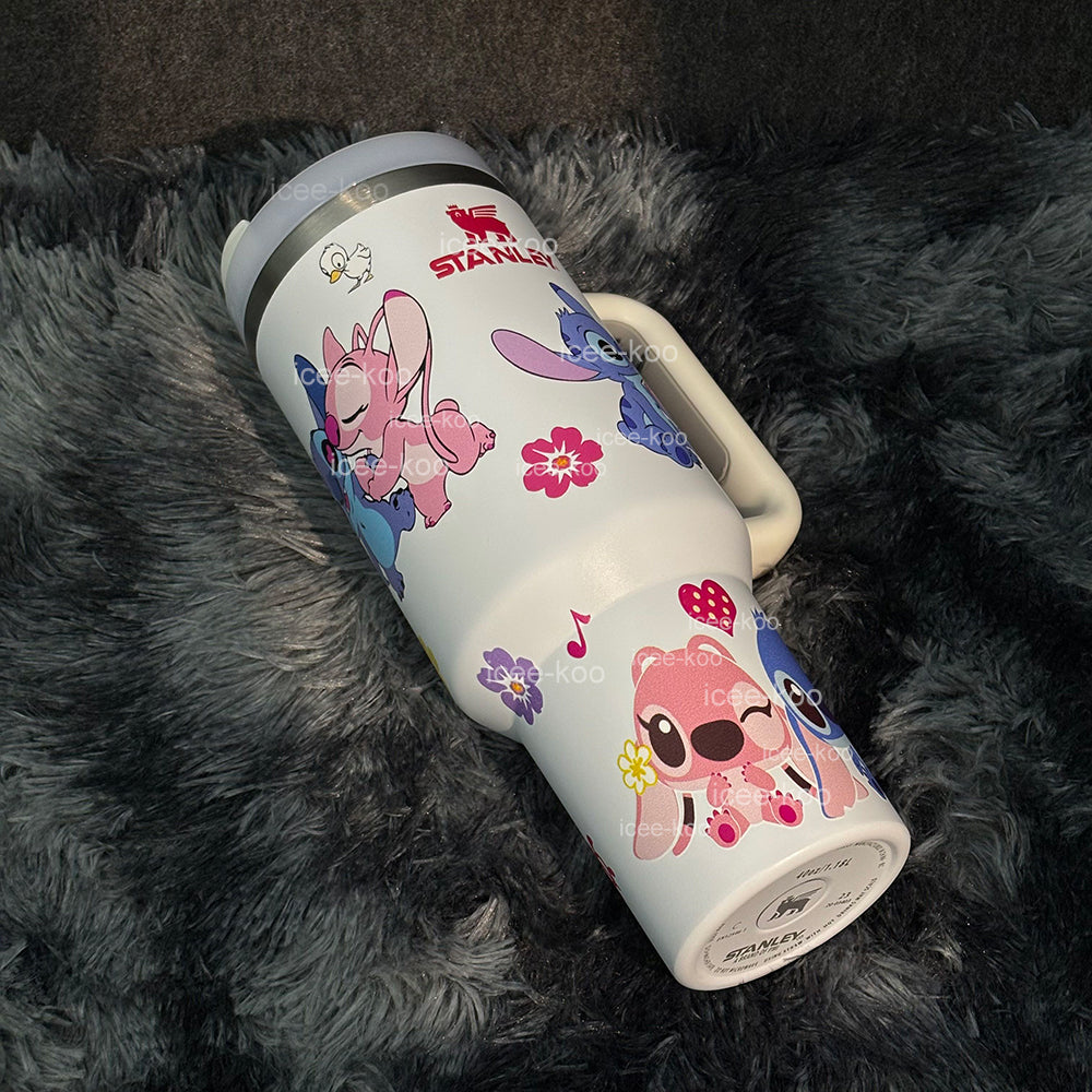 40oz Stitch & Angel in love Stainless Steel Vacuum Insulated Tumbler 🚢Free Shipping🚢