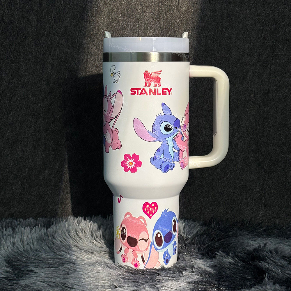 40oz Stitch & Angel in love Stainless Steel Vacuum Insulated Tumbler 🚢Free Shipping🚢