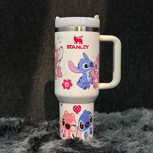 40oz Stitch & Angel in love Stainless Steel Vacuum Insulated Tumbler 🚢Free Shipping🚢